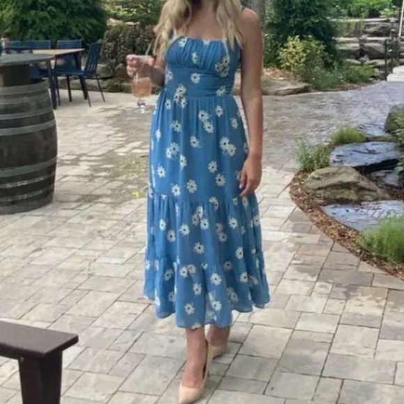 Reformation Sky Blue Daisy Midi Dress - Picture 2 of 16